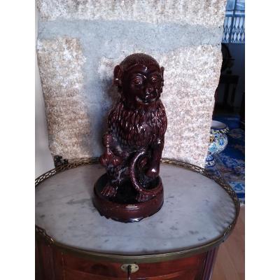 Monkey In Enamelled Terracotta D XIX